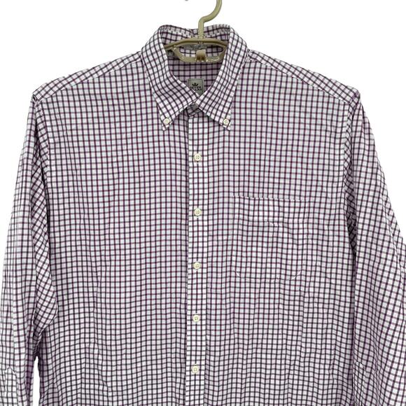 Peter Millar Purple Plaid Button Down Shirt Golf Nonoluxe Easy Care Size Large - Picture 2 of 7